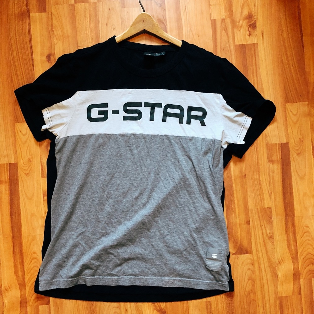 G-STAR RAW BLACK/GREY LOGO T-SHIRT